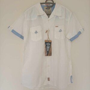 Men's White Short Sleeve Button Down Shirt, size S